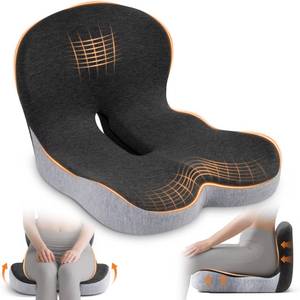 lot 5852 image: SSPATIOS Seat Cushion, Office Chair Seat Cushions for Office Chair with L-Shaped Ergonomic Design, Memory Foam Chair Cushion for Long Sitting Office Worker(Black Gray)