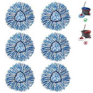 lot 5864 image: 2-Tank Mop Heads Replacements for O-Ceda RinseClean Dual System, Microfiber Refills, Easy Cleaning Mop Repalce Head Blue 6 Pack