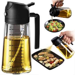 lot 5886 image: TrendPlain 16oz470ml Glass Olive Oil Sprayer for Cooking 2 in 1 Olive Oil Dispenser Bottle for Kitchen Gadgets and Air Fryer Accessories, Salad, BBQ - Black
