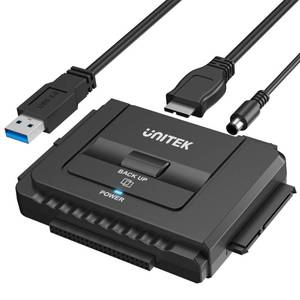 lot 5898 image: Unitek USB 3.0 to IDE and SATA Converter External Hard Drive Adapter Kit for Universal 2.53.5 HDDSSD Hard Drive Disk, One Touch Backup Function, Included 12V2A Power Adapter