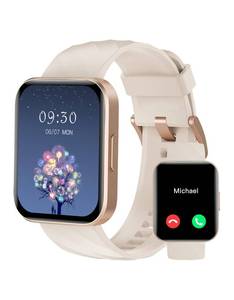 lot 5899 image: RUIMEN Smart Watches for Women Men (AnswerMake Calls) Compatible with iPhoneAndroid Phones, 1.85 HD Screen Fitness Tracker Heart Rate Monitor 100 Sports Tracker Watch Waterproof (Milky White)