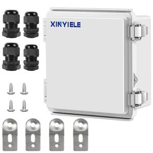 lot 5901 image: XINYIELE Waterproof Outdoor Project ABS Plastic Junction Box IP67 Weatherproof Dustproof Enclosure with Hinged Cover, Mounting Plate,Wall Brackets for Power Project (5.9X5.9X3.5)