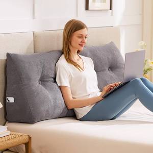 lot 5907 image: IASEAHK Headboard Pillow Queen, Triangle Pillows for Headboard, Head Board Backrest Wedge Pillow for Reading Sitting Working, Daybed Pillows with Removable Cover for Bed Dorm Sofa, Dark Grey
