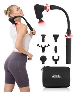 lot 5911 image: CAREKING Upgraded 2-in-1 Massage Gun with Heat, Pain Relief Deep Tissue Back and Neck Massager with Extension Handle, Handheld Muscle Massage Gun for Back, Shoulder, Arm,Thigh