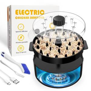 lot 5930 image: Electric Chicken Shredder, Automatic Meat Shredder Tool Twist, USB Rechargeable Chicken Grinder Machine, with Brush & Fork, Suitable for Chicken Meat Beef Pork Breast, Dishwasher Safe (Black)