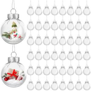lot 5936 image: ANVAVO 50 Pieces 2.36 Inch Christmas Round Clear Plastic Ball Ornaments Bulk Removable Top Transparent Hanging Ornaments Ball DIY Fillable Clear Baubles for Xmas Tree Home Party Decor