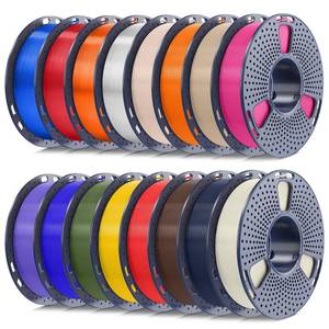 SUNLU PLA+2.0 Filament 1.75mm Bundle, 250g Spool, 16 Rolls, Bone White + Midnight + Coffee Brown + Red + Yellow+OliveGreen+Blue+Orange+Purple+Magenta+Oak+Beige+Transparent Series-Clear+Orange+Red+Blue - Retail $149