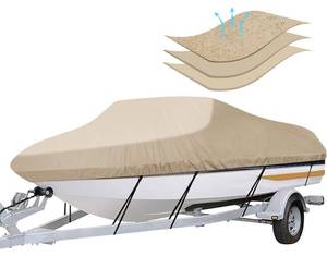 lot 5945 image: iCOVER Trailerable Boat Cover- 20-23 Heavy Duty Waterproof Tarp Covers with Storage Bag, Fits V-Hull, Fish&Ski, Pro-Style, Fishing, Runabout, Bass Boats, up to 20ft-23ft Long X 100 Wide
