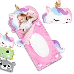 lot 5946 image: Primlect Kids Sleeping Bag with Pillow, Plush Animal Toddler Nap Mat for Preschool, Sleepovers, and Travel, Perfect for Boys and Girls, Pink