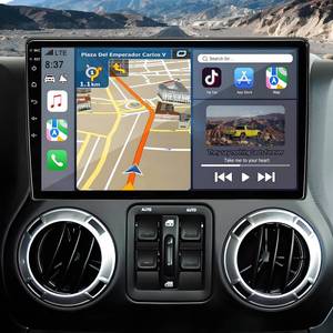 lot 5957 image: Car Radio Replacement for Jeep Wrangler JK 2007-2018 Upgrade 10.2 Inch Touchscreen Stereo with Wireless CarPlay Android Auto - Android 14 Head Unit GPS Navigation Bluetooth 2GB32GB - Retail $119