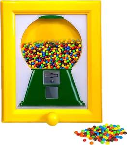 lot 5968 image: Heskbirg Candy Dispenser Picture Hanging Candy Frame, Gumball Machine In A Frame, Handy Fast Distribution Candies, Nuts, Dog & Cat Treats, Suitable For Birthday & Holiday Gifts (Yellow)