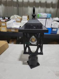 lot 5972 image: Zinnze Solar Lamp Post Light Outdoor Solar Outdoor Post Light with 3.5in Pier Mount Base��Matte Black Suitable for Wet Locations
