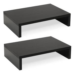 lot 5978 image: TEAMIX Wood Monitor Stand Riser-2 Pack, 2 Tier Adjustable Monitor Stand Dual Monitor Riser for 2 MonitorsLaptopPC Black Computer Stand for Desk