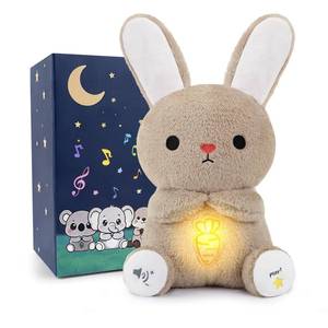 lot 5985 image: BRICHOEE Breathing Stuffed Animal, Soothing Bunny Stuffed Animal with Moving Ears, Breathing Motion, Calming Sound and Light for Baby Sleep Companion Portable Plush Toy Gifts for Kids Adults Newborns
