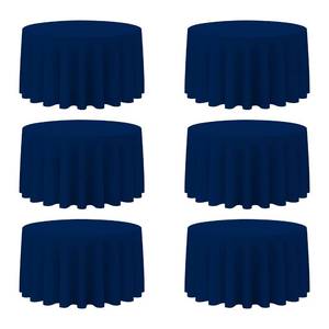 lot 5986 image: BRILLMAX 6 Pack Navy Blue Round Tablecloths 120 Inch for 60 Tables - 150 GSM Polyester Fabric, Floor Length Drop, Water, Stain &amp Wrinkle Resistant Cloth Cover for Wedding Reception Banquet Dining