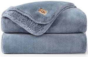 lot 5987 image: UGG Whitecap Fleece Throw Blanket, Plush Cozy Throw for Couch or Bed, Luxury Home Decor for Living Room, Ultra Soft Blankets, Machine Washable, 50-inch x 70-inch, Denim Blue