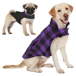 lot 7003 image: AOFITEE Dog Coat Plaid Dog Winter Coat for Small Dogs, Warm Dogs Jacket Christmas Sweater, Waterproof Pet Puffer Jacket, Reversible Pet Cold Weather Coats for Small Medium Large Pets, Purple L