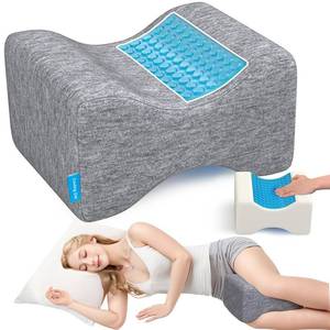 lot 7004 image: ComfyInLove Knee Pillow for Side Sleepers with Cooling Gel, Memory Foam Elevation Pillow for Spine Aligning, Sciatica, Back, Hip, Knee, Ankle Pain, GreyRegular