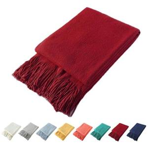 lot 7005 image: Homiest Decorative Knitted Throw Blanket with Fringe Soft & Cozy Tassel Blanket for Couch Sofa Bed (Red, 50x60)
