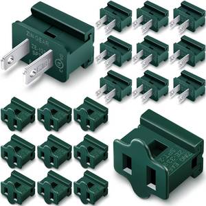 lot 7012 image: Flutesan 20 Pieces Vampire Plugs Female and Male Slip Plug Electrical Lighting Adapter Green Zip Inline Adapter for Xmas Holiday Party (SPT-2)
