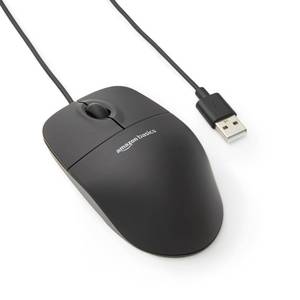 lot 7022 image: Amazon Basics 3-Button USB Wired Mouse with Responsive Tracking, Plug & Play, Compatible with Windows and Mac, Black