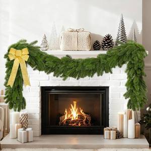 lot 7029 image: Palonu 1 Pack 6 Ft Artificial Christmas Norfolk Garland, Faux Green Cedar Touch Like Real Pine Needles, Fake Winter Greenery Decoration for Indoor Outdoor Xmas Fireplace Table Mantle Stairs Decor