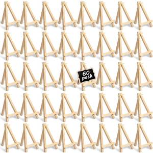 lot 7034 image: Mimorou 60 Pack 5 Inch Mini Easel Wood Display Artist Small Wooden Easel Stand Art Craft Painting Triangle Stand Canvas Holder for Card Artist Photos Tabletop Phone Wedding