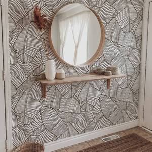lot 7037 image: Flortlias Peel and Stick Floral Wall Mural Tropical Wallpaper for Bedroom Wall, Banana Leaves Line