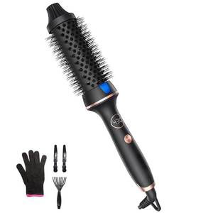 lot 7040 image: Thermal Brush for Blowout Look, 1.5 Inch Heated Round Brush for Loose Curl,Volumizing Ionic Curling Iron Wand, Hot Round Iron, Dark Grey