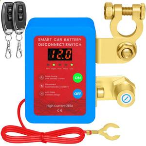 lot 7052 image: Remote Battery Disconnect Switch 12V, 240A Kill Switch for Car with Voltage Display & Automatic Power Shut Off, Anti Theft Battery Cut Off Switch for Vehicle RV Boat (Blue)