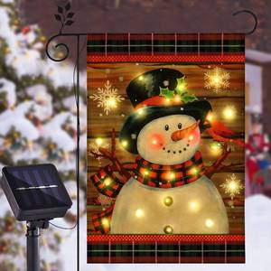 lot 7069 image: Lighted Christmas Garden Flag for Outside, Led Snowman Garden Flag Decor, Winter Yard Flag 12x18 Double Sided for Outdoor Yard Porch Lawn Decoration