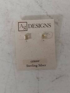 lot 1004 image: AG Designs Citrine Sterling Silver Stud Earrings