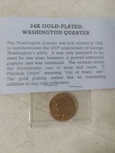 lot 1021 image: 24K Gold-Plated Washington Quarter
