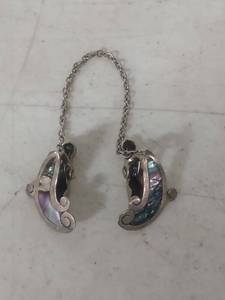 lot 1030 image: Mexican Abalone Shell Sterling Silver Sweater Guard - Marked .925