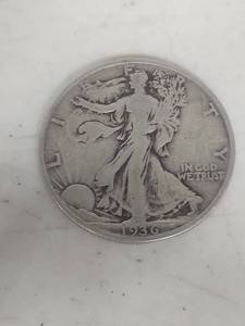 lot 1050 image: 1936 Walking Liberty Silver Half Dollar