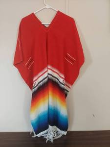 lot 2004 image: Mexican Serape Poncho with Rainbow Gradient