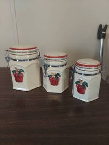 lot 2005 image: Apple Design Ceramic Canister Set