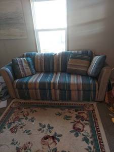 lot 2009 image: Southwestern Style Striped Sofa Hide-A-Bed