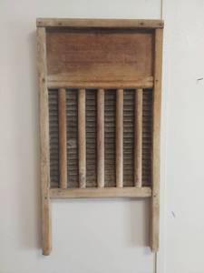 lot 2030 image: Wooden Washboard with Ribbed Surface