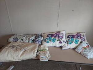 lot 2056 image: Floral Bedding Set with Quilted Pillows