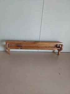 lot 2067 image: Handcrafted Wood Wall Shelf with Quilt Bar