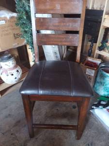 lot 2127 image: Wood Counter Height Chair with Faux Leather Seat