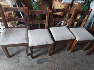 lot 2128 image: Wooden Ladder Back Dining Chairs Set of 4