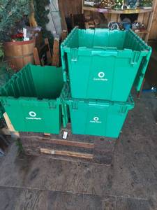 lot 2133 image: (3) Core-Mark Green Plastic Storage Totes