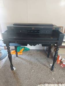 lot 2151 image: Traditional Black Writing Desk with Turned Legs