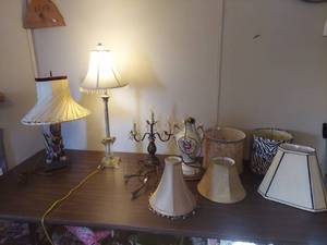 lot 2157 image: Decorative Table Lamp Set and Shades