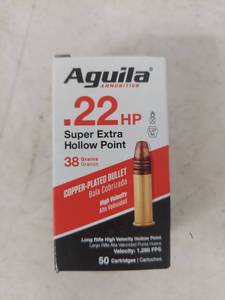 lot 2280 image: Aguila .22 HP Super Extra Hollow Point Ammunition - 50 Rounds