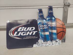 lot 2182 image: Bud Light March Madness Basketball Tin Sign