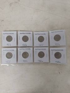 lot 2202 image: Card of 8 Buffalo Nickels