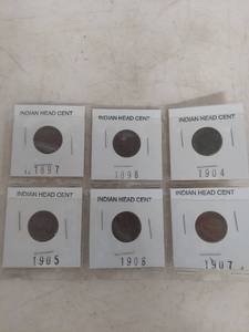 lot 2211 image: Card of 6 Indian Head Cent